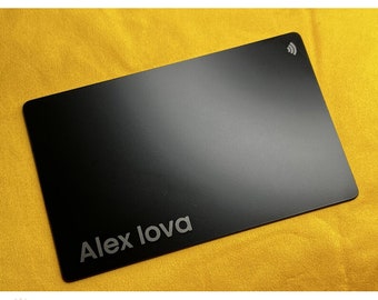 Custom Hybrid Metal Card Digital Business Card – Premium NFC Smart Card NTAG213 [Laser Engraved Name Silver]