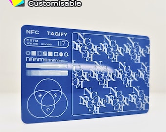 Personalized PVC NFC Digital Business Card | Tap vCard with QR code and Social Media Links | Smart Blue Card | Matte/White Ink