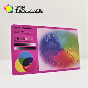 Gepersonaliseerd PVC NFC digitaal visitekaartje | Tik op Vcard met QR-code en sociale media-links | Slimme roze kaart | Bedrukte matte/glanzende afwerking