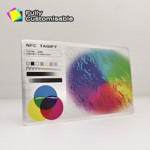 Cartão de visita digital NFC de metal personalizado | Toque em vCard com código QR e links de mídia social | Cartão de prata inteligente | Acabamento fosco/brilhante