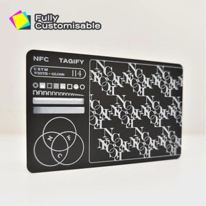 Gepersonaliseerde PVC NFC digitaal visitekaartje | Tik op vCard met QR-code en links naar sociale media | Slimme zwarte kaart | Mat/witte inkt