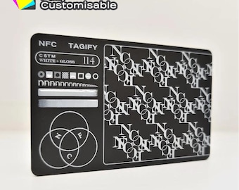 Tarjeta de presentación digital NFC de PVC personalizada / vCard con código QR y enlaces a redes sociales / Tarjeta inteligente negra / Tinta mate/blanca