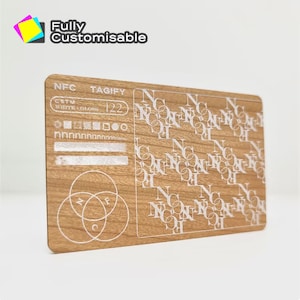 Gepersonaliseerde houten NFC digitaal visitekaartje | Tik op vCard met QR-code en sociale media-links | Slimme kersenhoutkaart | Matte/witte inkt