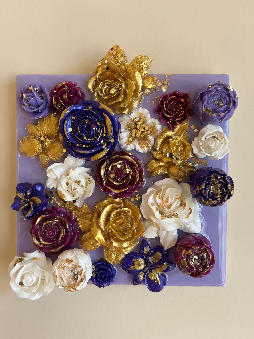 3D Resin Geode Art, Roses, Flowers, Leaves , Golden, Blue, Red Geode ...
