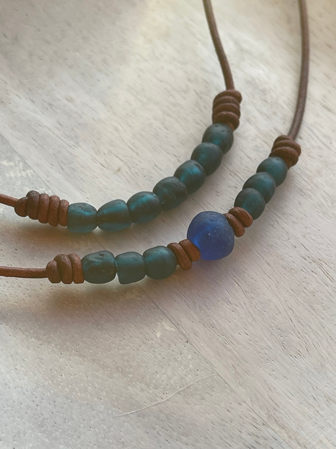 Glass Bead Leather Choker