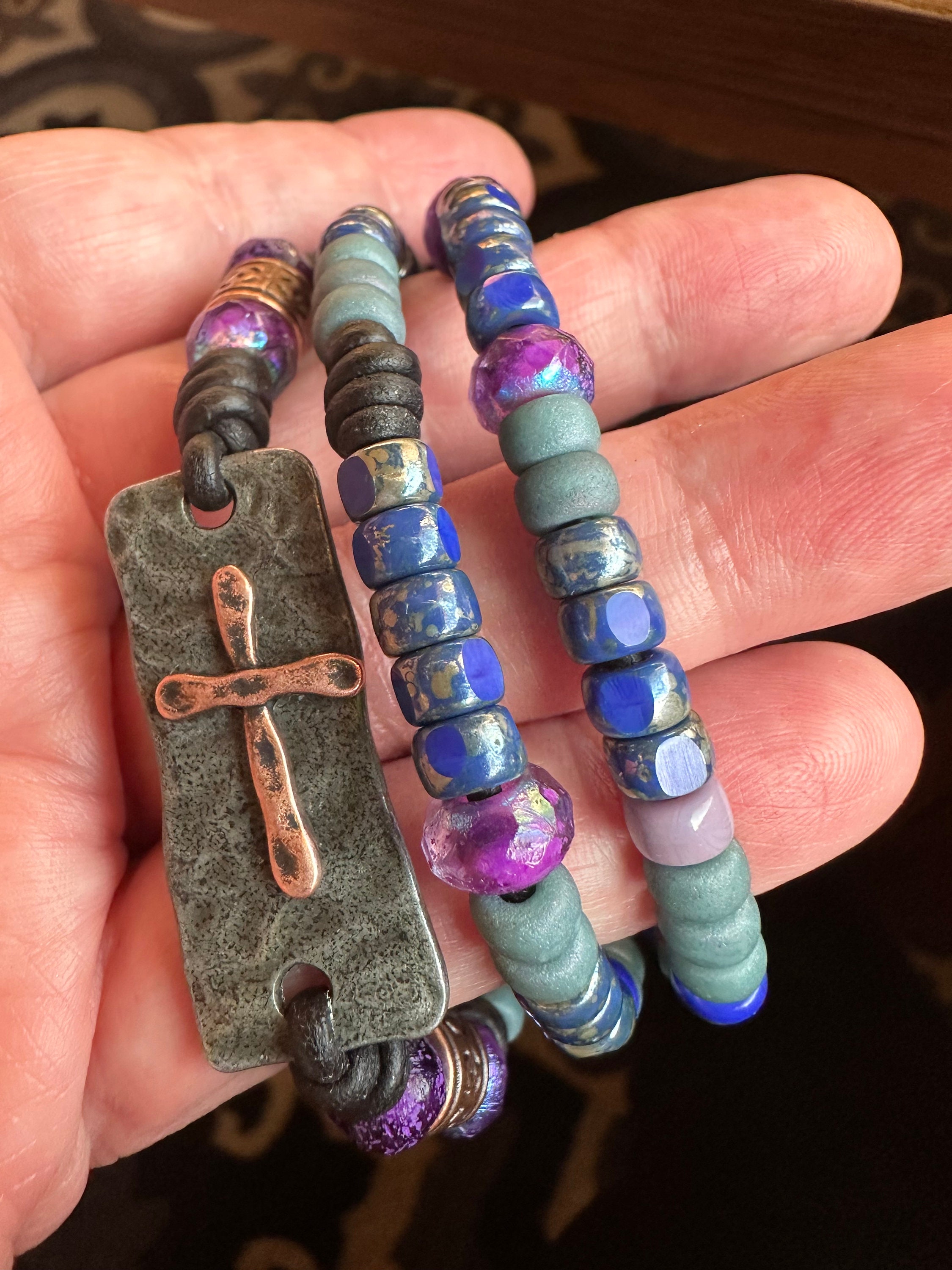 Boho Leather Wrap Bracelet Cross Bracelet With Antler or Etsy