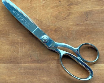 Tijeras dentadas WISS vintage, herramienta de costura de acero inoxidable de 9", fabricadas en EE. UU.