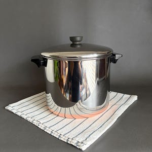 Olla vintage Revere Ware de 8 cuartos: utensilios de cocina de acero inoxidable revestidos de cobre