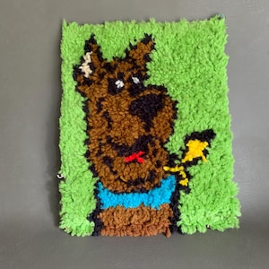 Vintage Scooby Doo Shag Hook Latch Wall Art classic cartoon character 1980s TV collectibles children’s show shaggy yarn kitsch decor green