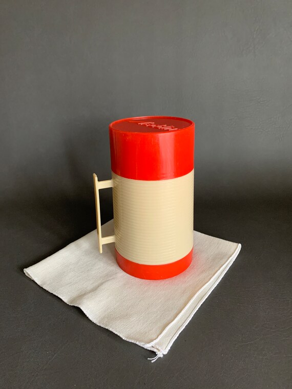 Vintage Aladdin Red and White Thermos 