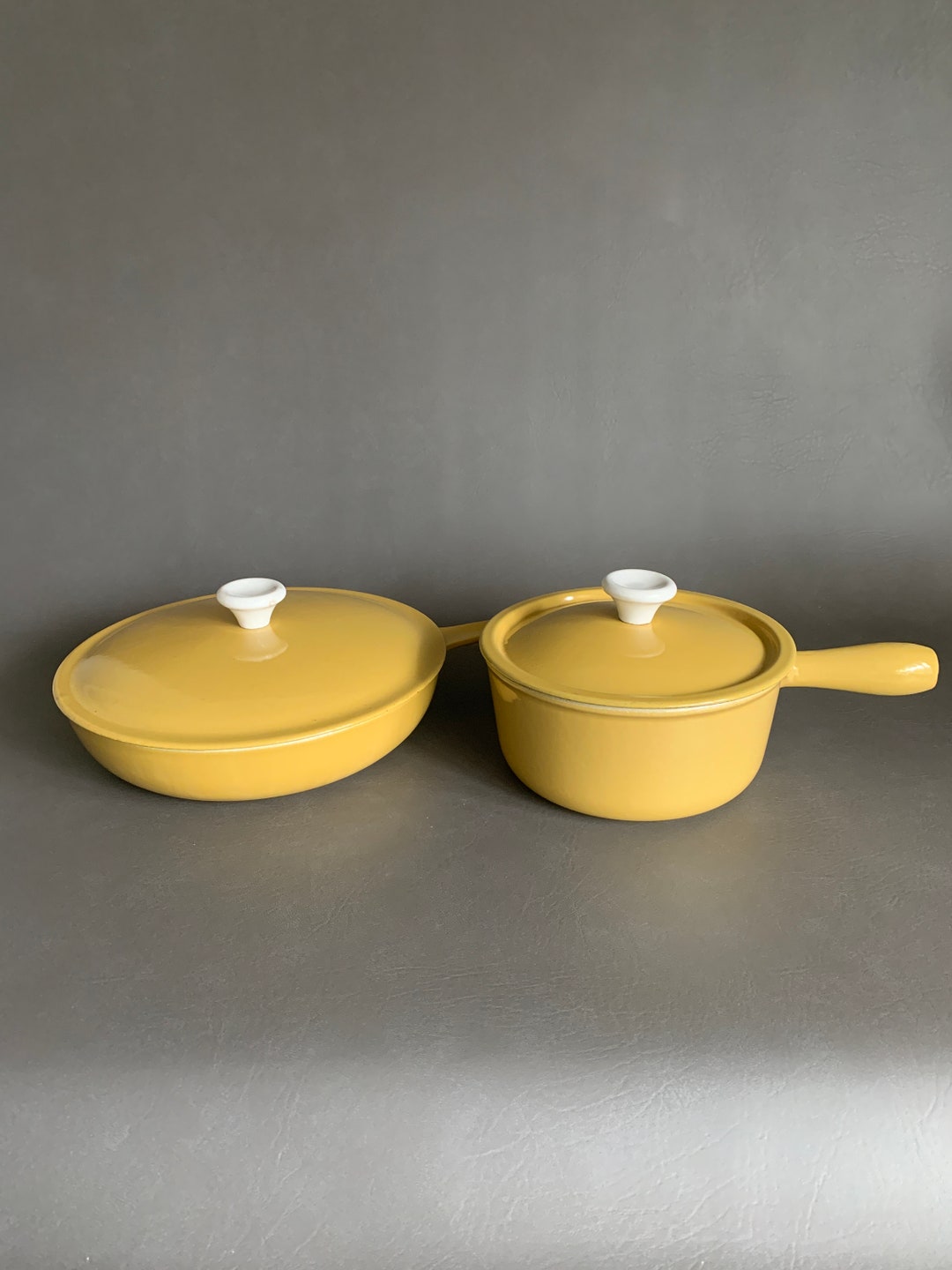Vintage Mustard Yellow DESCOWARE Cast Iron Enamel Cookware Etsy
