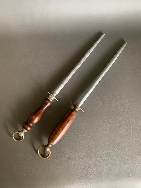 Vintage Large Wooden Handle Honing Steel for Chef Knife Etsy