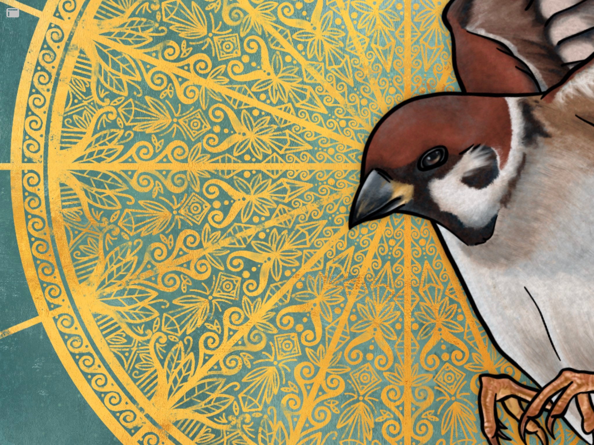 Sparrow With Halo Square Print Etsy UK