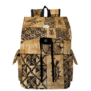 Polynesian Design Siapo Oxford Cloth Travel Backpack 12&quot; x 16&quot; x 7&quot;