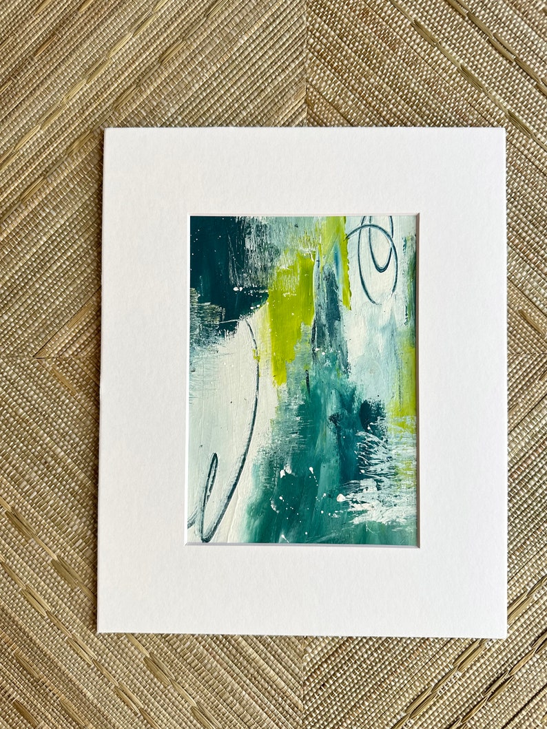 Original Abstract Painting Reflection BLUE Art Abstract Art Abstracts Paper Original Paintings Art on Paper 5x7 image 3