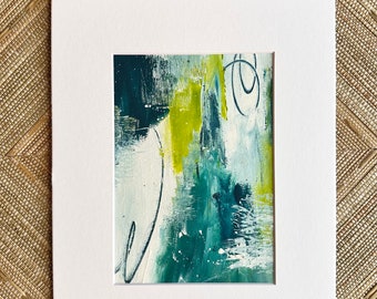 Original Abstract Painting | “Reflection ” | BLUE Art | Abstract Art | Abstracts Paper | Original Paintings | Art on Paper | 5"x7"