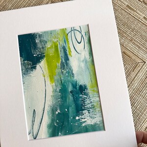 Original Abstract Painting Reflection BLUE Art Abstract Art Abstracts Paper Original Paintings Art on Paper 5x7 image 2