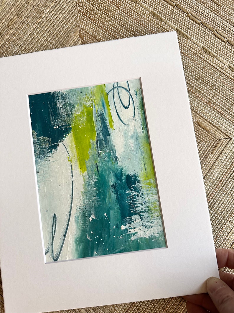 Original Abstract Painting Reflection BLUE Art Abstract Art Abstracts Paper Original Paintings Art on Paper 5x7 image 2