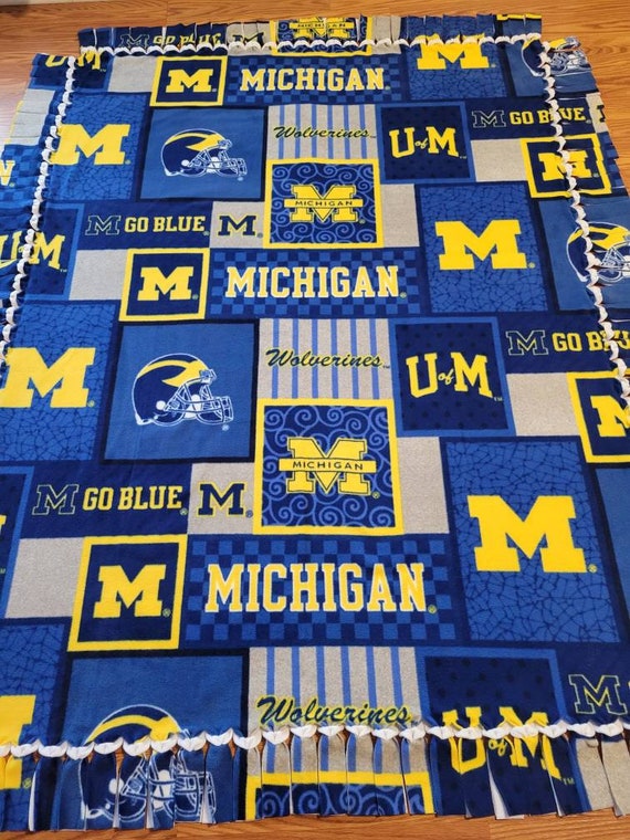 U of M Patches Fleece Blanket Etsy