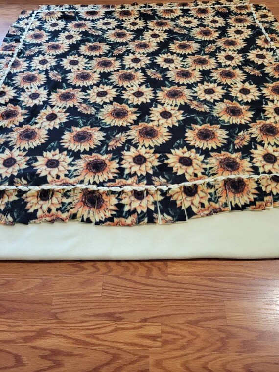 Copertina in pile e cotone cm 70x90 con stampato Fatina Girasole