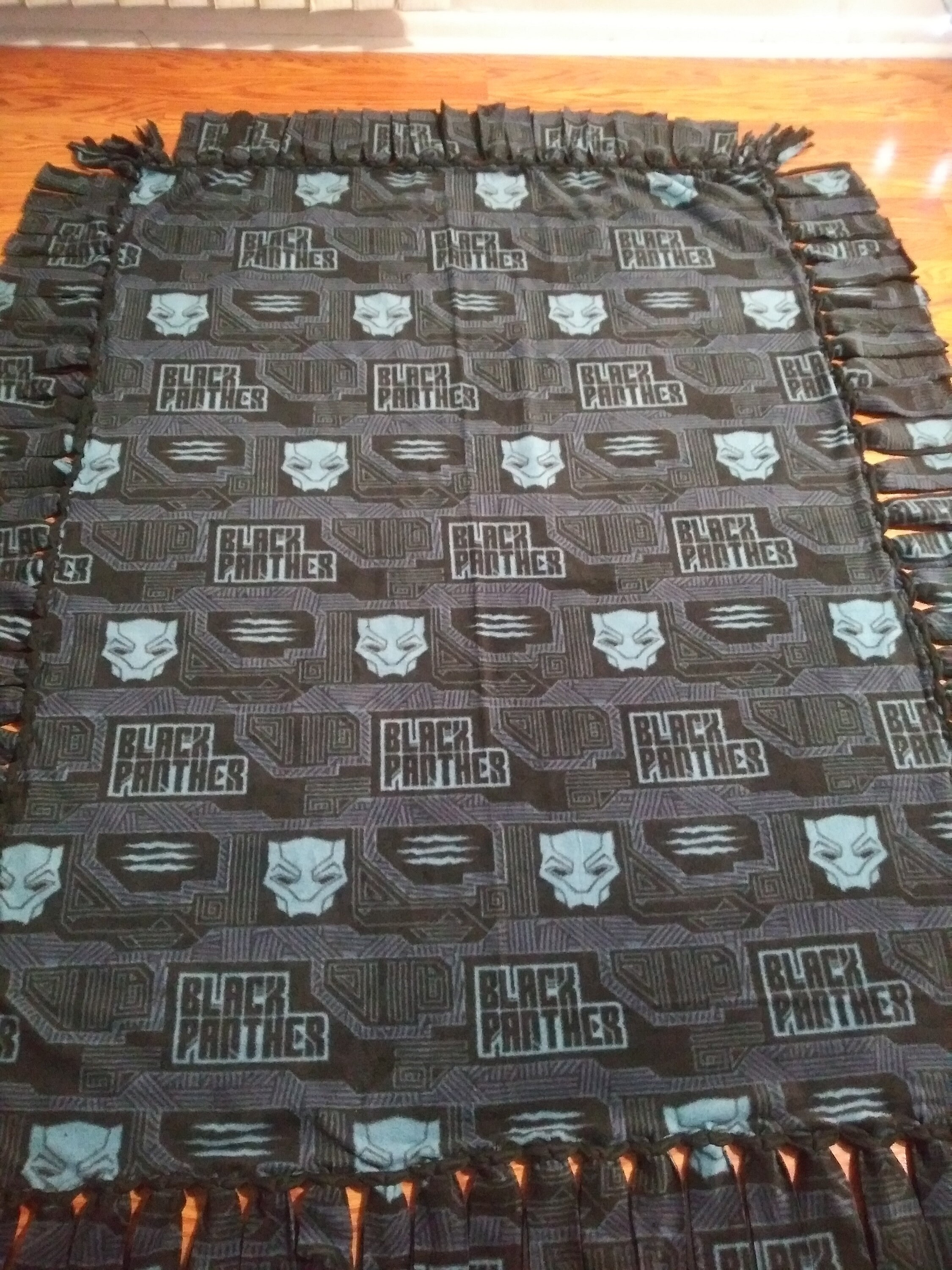 Black Panther Fleece Tie Blanket Etsy