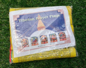 Drapeaux de prière tibétains-Drapeaux de l'Himalaya-Drapeau de prière bouddhiste tibétain-Cadeaux spirituels-Grand paquet de 5