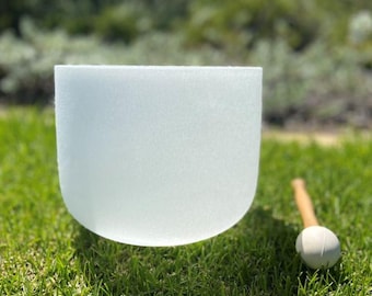 Root Chakra 8 Inch C Frosted Quartz Crystal Singing Bowl-Sound Healing Tools-Sound bath Instruments