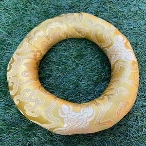 Klangschalenkissen-Ringkissen für Kristallklangschalen-Gelb-Donut-Form-18 cm-Geschenke für Sie-Geschenke für Ihn-KOSTENLOS