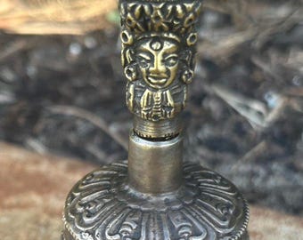 Handmade Tibetan Meditation Bell | Nepal Ghanta with Vajra Handle | Buddhist Ritual Bell | Yoga Altar Decor | Sound Healing Bell