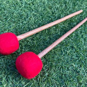 Singing bowl-Red felt Mallet-Pack of 2 Gong Strikers-Handmade Healing Gong Strikers-Gift for Her-Gift for Him-Free Shipping in Australia