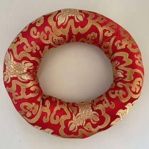 Singing Bowl Cushion-Red-Donut Shape-25 cm-FREE POSTAGE