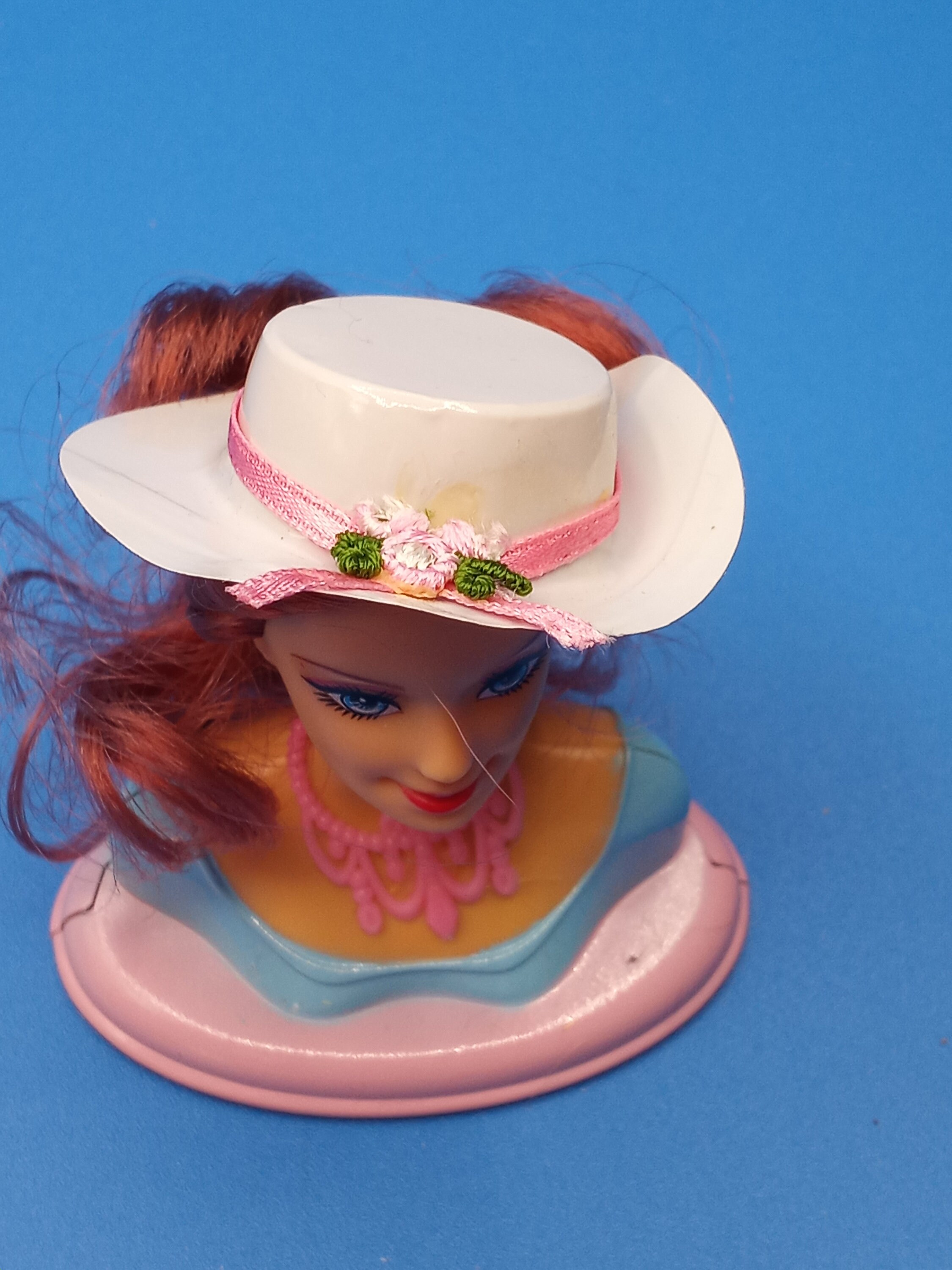 Barbie Doll Hat White with Pink Flowers | Etsy