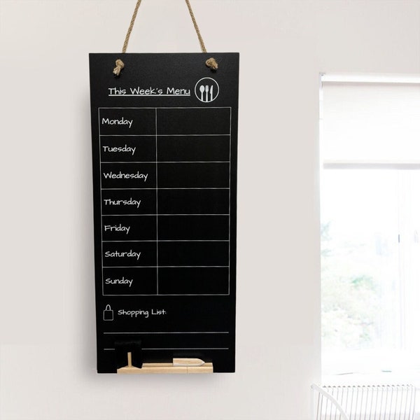 Menu Planner Chalkboard, Kitchen Planner, Hanging Board, Chalkboard