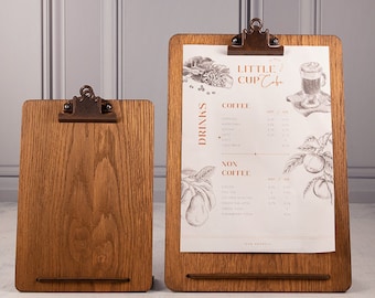 Freestanding Wooden Clipboard with Bronze Clip