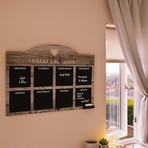 Weekly Planner Chalkboard (57 x 41cm), Planner for Kitchen, Office Blackboard Week Planner, Kitchen Chalkboard