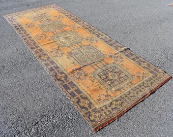 Turkish Rug, Vintage Rug, Turkish Rug 4.1 x 10.5 ft geometric rug, runner rug, vintage rug nomadic rug corridor carpet   wool rug RR3819