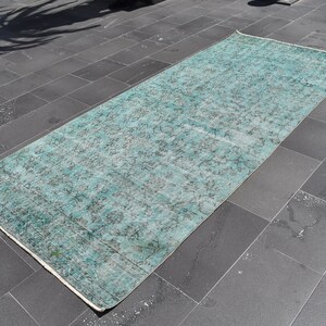 Turkish runner rug, Vintage rug, Hallway rug, 3.9 x 9.4 Ft Handmade area rug, Boho decor, Wool rug, Oushak rug, Home decor, Carpet RRA2077