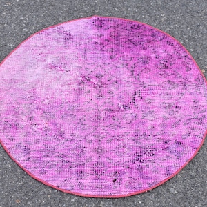 Turkish rug, Vintage rug, Entry rug, 2.7 x 2.7 ft Small area rug, Bathmat rug, Purple rug, Ethnic rug, Doormat rug, Boho decor rug, RR1687
