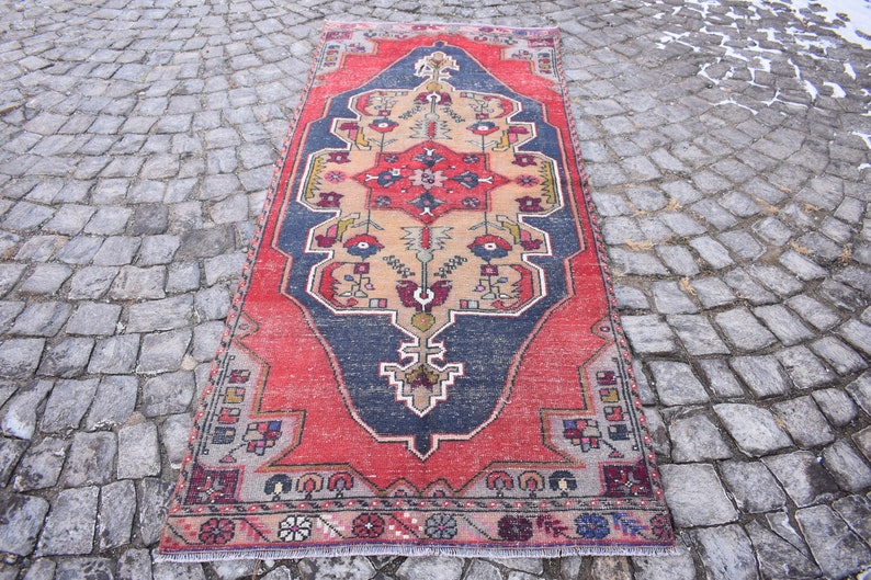 Turkish Hallway rug Red Runner rug Vintage rug Farmhouse image 0