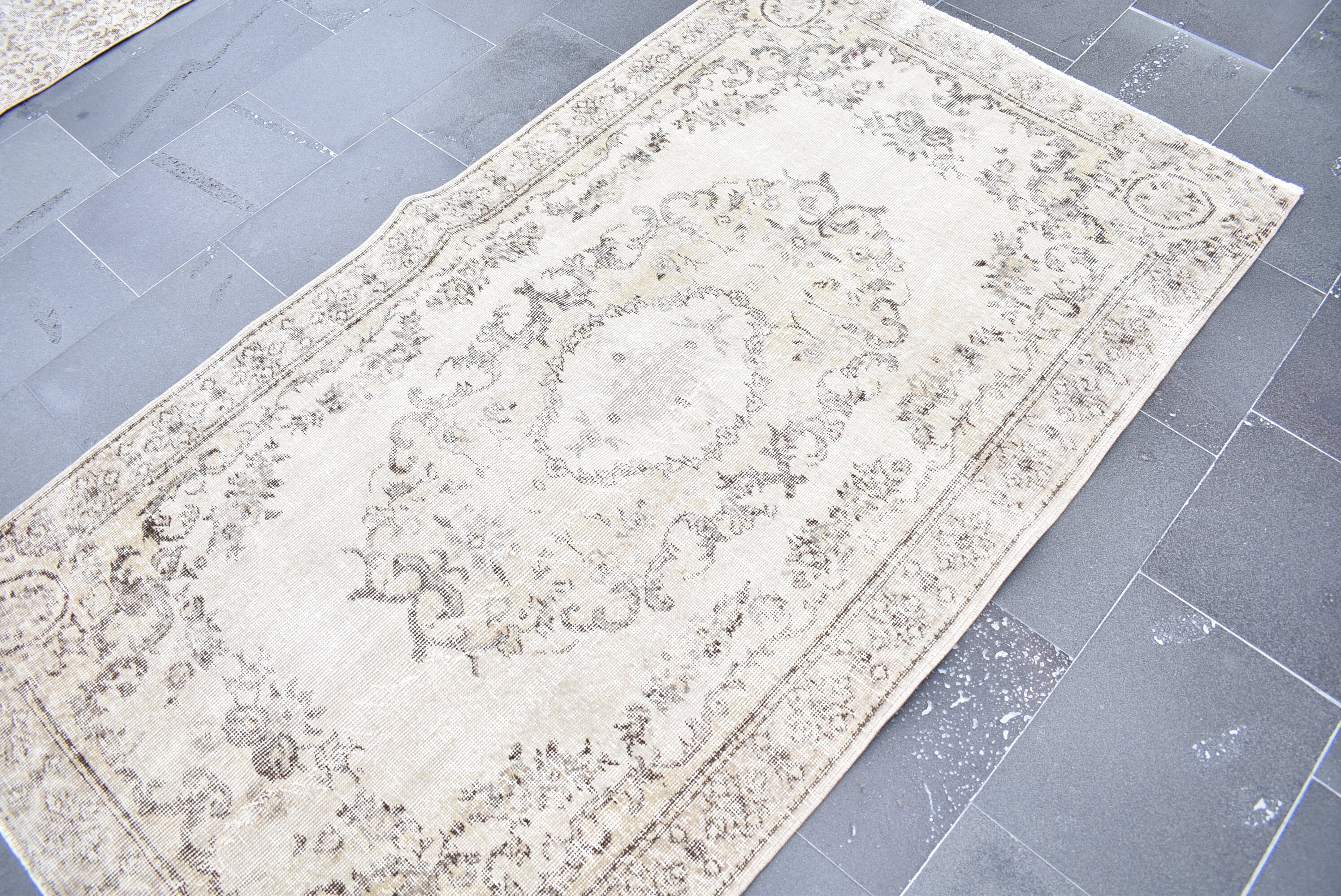 トルコヴィンテージラグ 超大判167×281 ピンクベージュ×水色