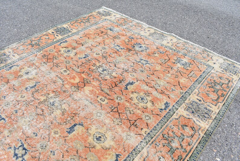 Large rug, Vintage rug, 5.3 x 9.1 Ft Handmade Rug, Art deco rug, Organic wool rug, Oushak rug, Saloon rug, Diningroom rug, Carpet RRA0605 image 4