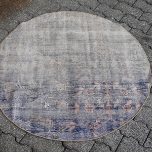 Bohemian rug, Handmade round rug, Turkish rug, Oushak rug, Vintage rug, Small area rug, Doormat rug, 3.2 x 3.2 ft Bathroom decor rug RR1920