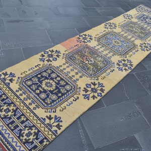 Turkish runner rug, Vintage rug, Hallway rug, 2.7 x 11.5 Ft Handmade Rug, Boho decor rug, Organic wool rug, Oushak rug, Home decor, RRA0962