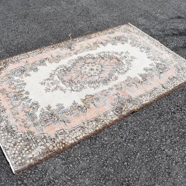 Turkish Rug, Vintage Rug,turkish area rug, 4.1 x 6.9 ft wool rug, vintage rug, oriental rug unique rug   home decor   bohemian rug RRA2366