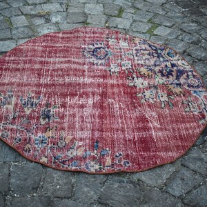 turkish small rug,  3.2 x 3.2 ft  bathmat floral rug, small floor rug, decorative rug, vintage rug doormat rug  RR0120