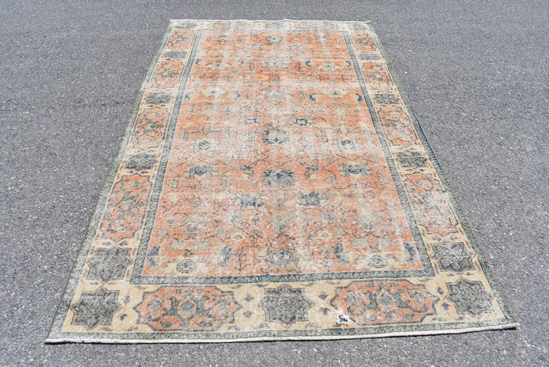 Large rug, Vintage rug, 5.3 x 9.1 Ft Handmade Rug, Art deco rug, Organic wool rug, Oushak rug, Saloon rug, Diningroom rug, Carpet RRA0605 image 2