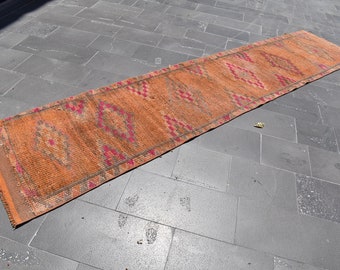 Runner rug, Handmade rug, Turkish rug, Hallway rug, Vintage rug, Floor rug, 2.6 x 12.3 Ft Bohemian rug, Unique rug, Carpet, RRA2164