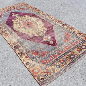 Turkish rug, Vintage rug, Oushak rug, Bohemian rug, Organic wool rug, Boho decor rug, 4.2 x 8.5 Ft  Home DECOR RUG, Floor rug, RRA1064