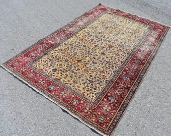 Boho area rug, Vintage rug, Farmhouse rug, Turkish rug, 4.6 x 7 Ft Handmade rug, Aztec rug, Oriental rug, Boho Decor rug, Carpet, RRA0356