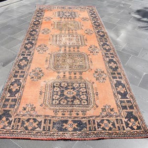 Turkish rug, Vintage rug, Runner rug,4.5x10.9 Ft Handmade herki  rug, Oushak rug, Livingroom decor, Oriental rug, Boho decor, RRA1525